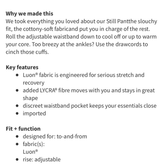 LULULEMON Stillness Pant - Picture 10 of 10